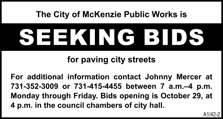 Bid Notice - McKenzie Public Works Paving