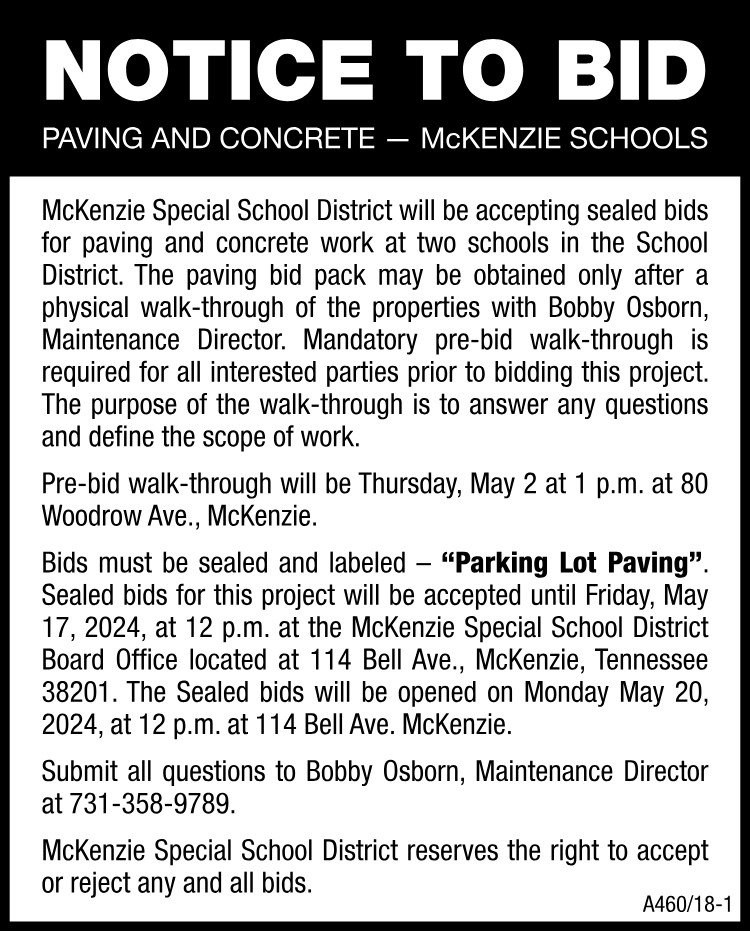 Notice to Bid - MSSD Paving