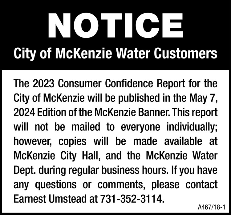 NOTICE McKenzie Water Customers