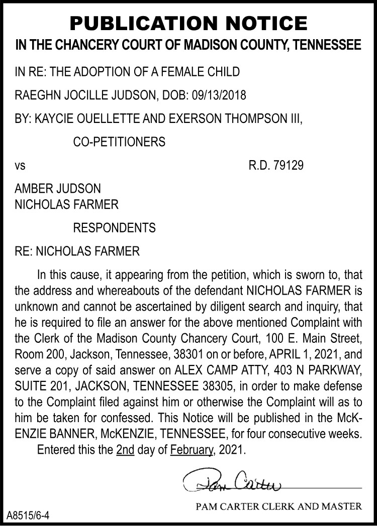 Publication Notice Nicholas Farmer