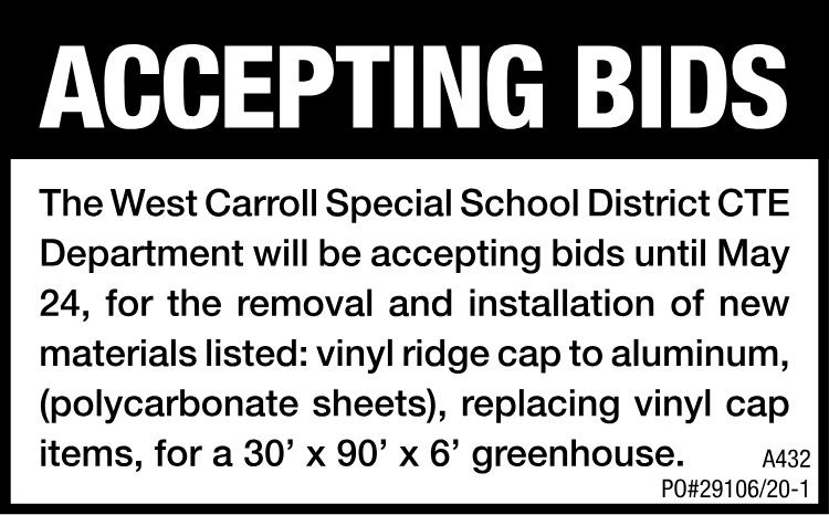 WCSSD Accepting Bids - Greenhouse