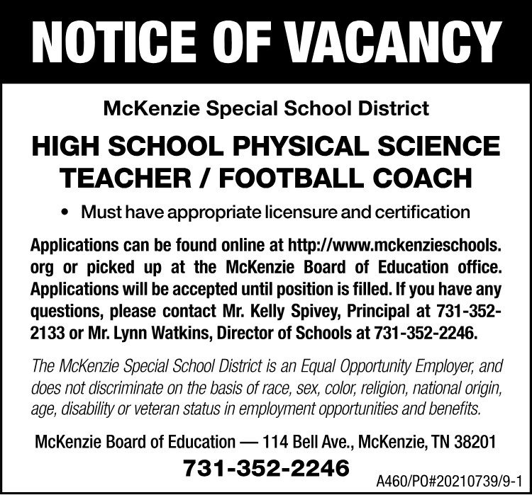 MSSD Notice of Vacancy
