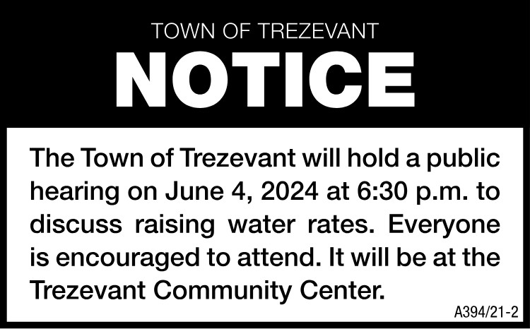Notice - Town of Trezevant Public Hearing