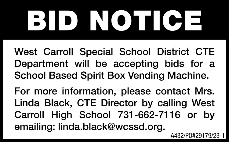 Bid Notice - WCSSD Vending Machine
