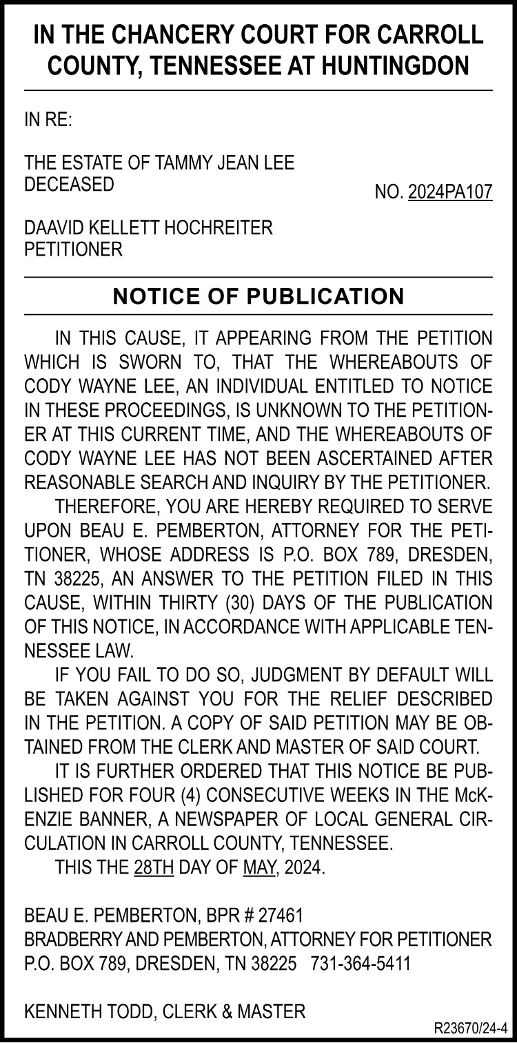 Notice of Publication - LEE