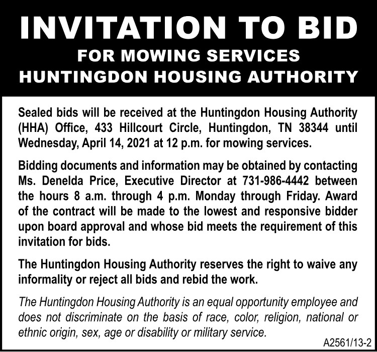Invitation to Bid - Huntingdon Housing Authority Mowing