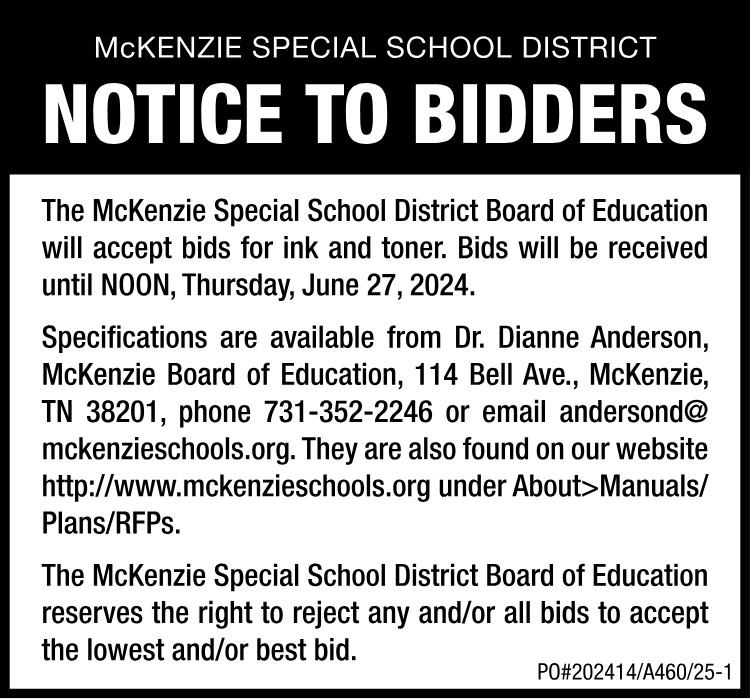 Notice to Bidders - MSSD Ink & Toner