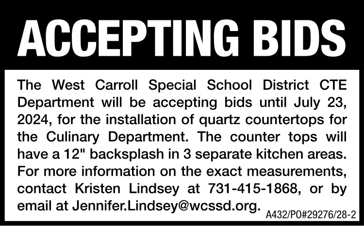 WCSSD Accepting Bids - Countertops