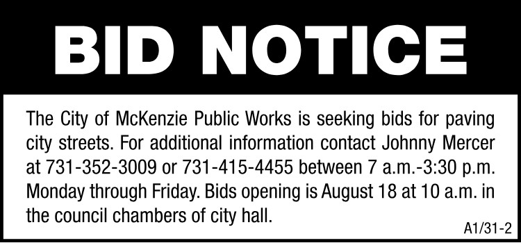 Bid Notice - McKenzie Street Paving