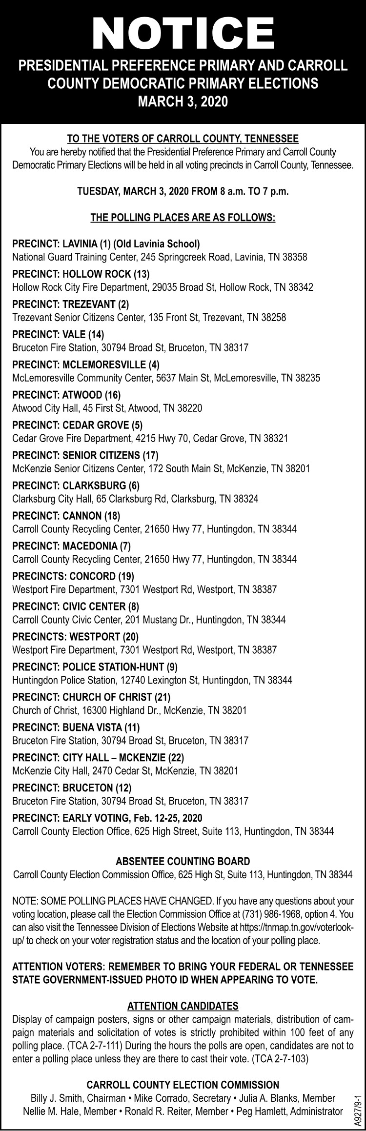 Election Day Polling Locations