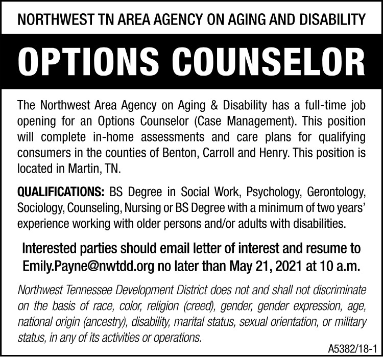 NW TN Area Agency on Aging - OPTIONS COUNCELOR