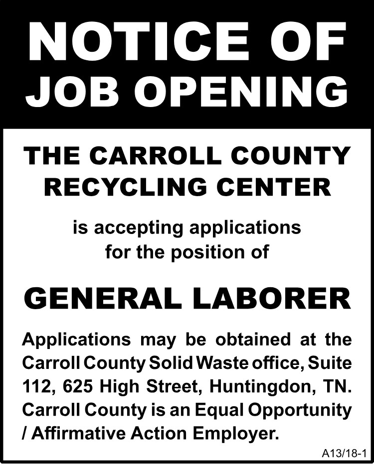 Carroll County Recycling Center - Job Opening