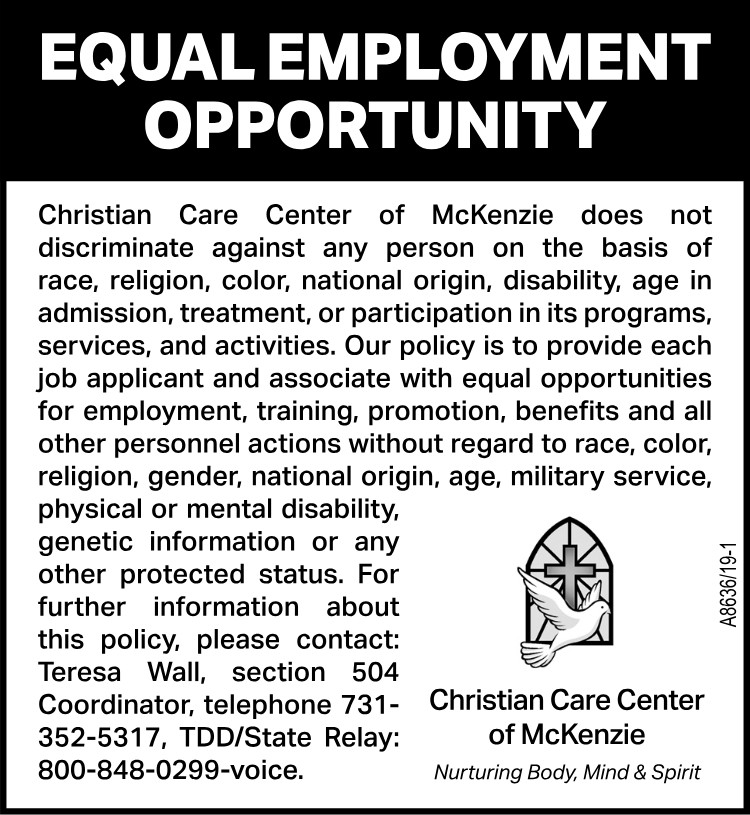 Christian Care Center EEO Notice