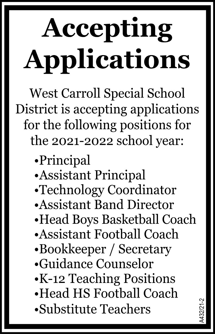 Accepting Applications - West Carroll School