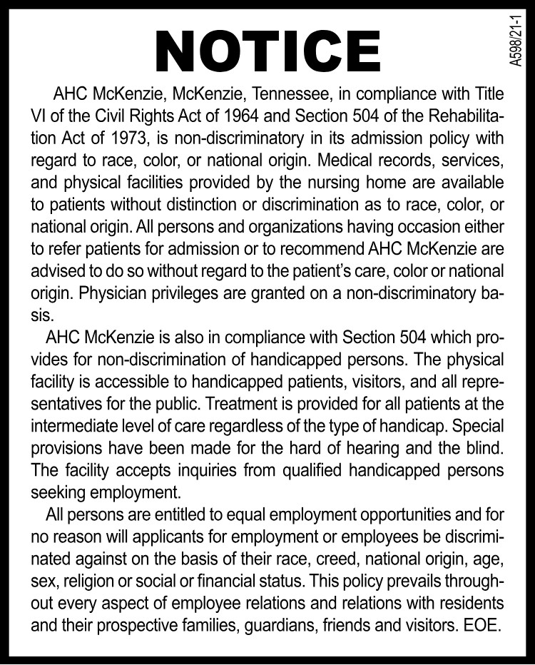 Notice - AHC McKenzie