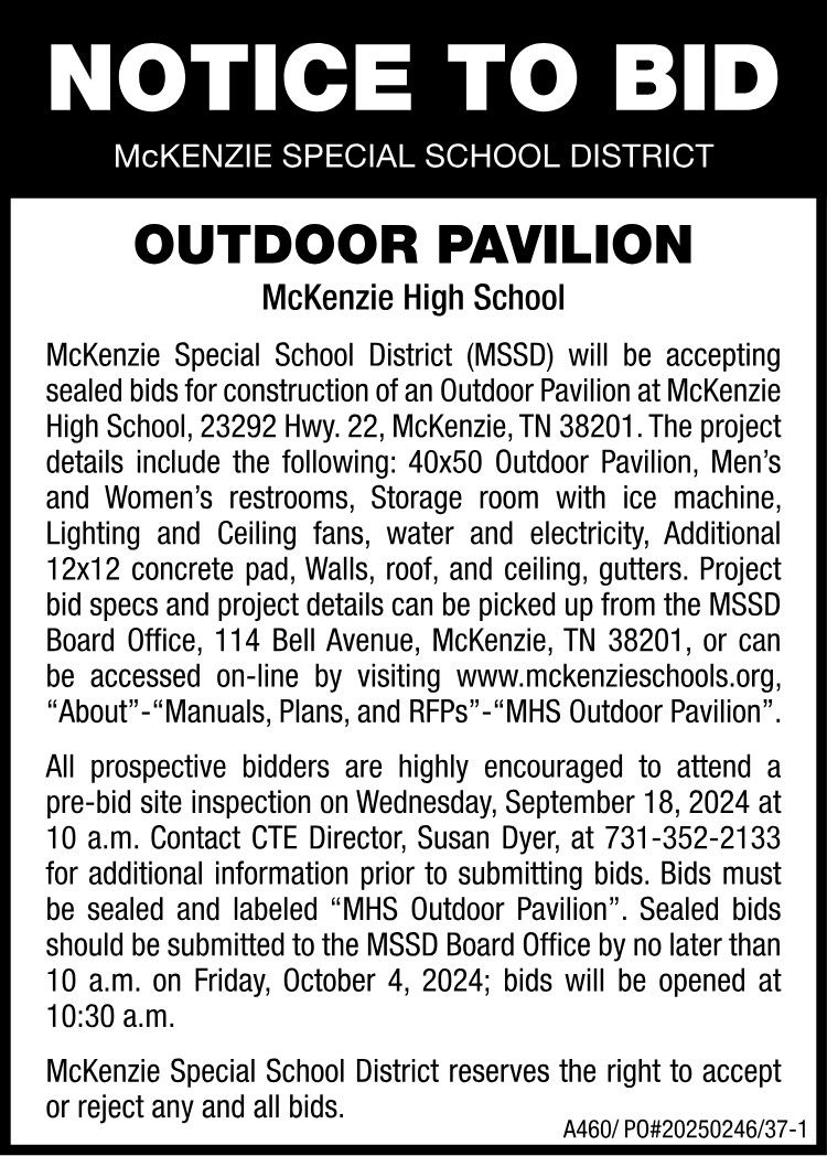 Notice to Bid - MSSD Pavilion