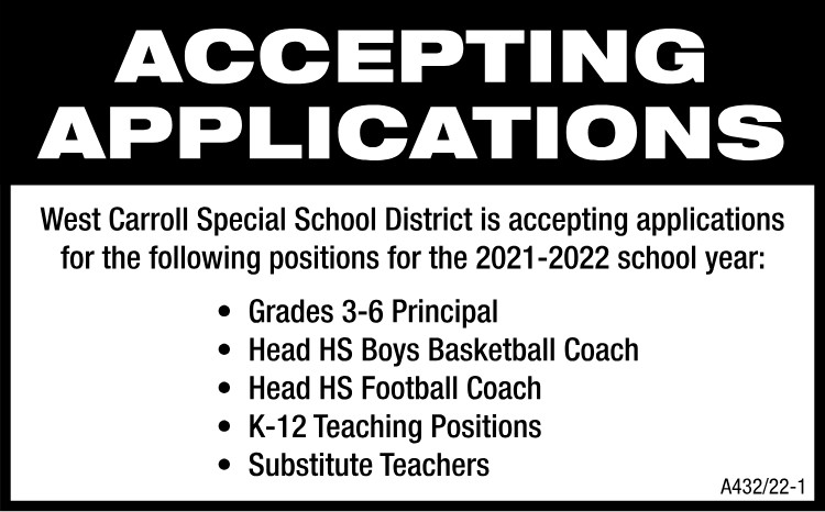 Accepting Applications - West Carroll