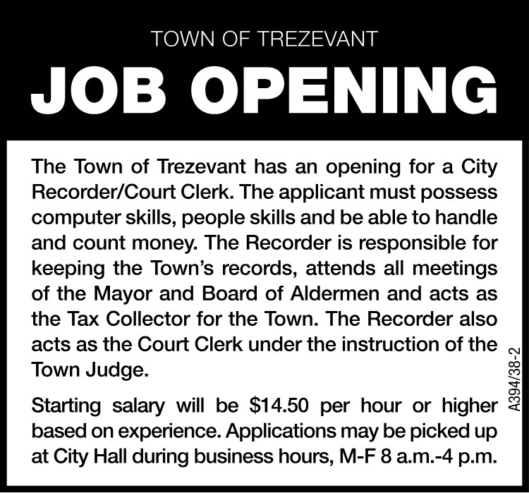 Town of Trezevant - Job Opening