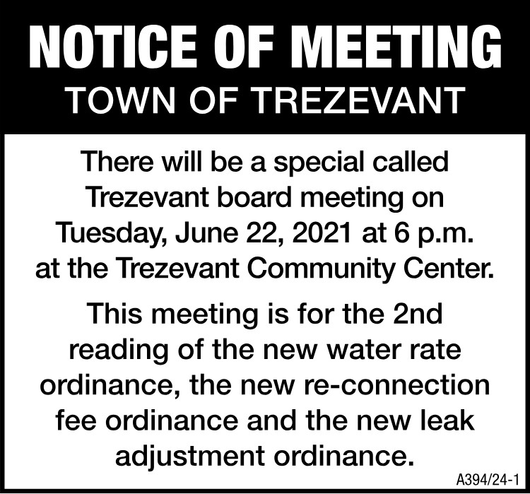 Notice of Meeting - Town of Trezevant