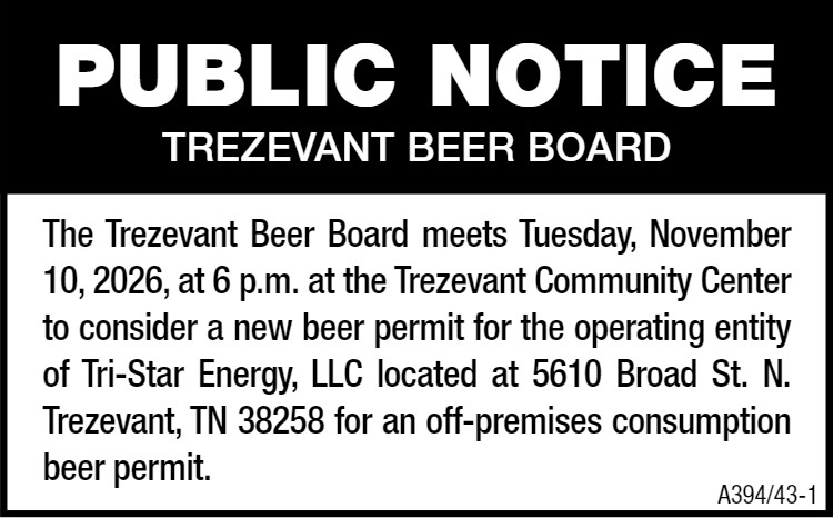 Notice of Meeting - Trezevant Beer Board