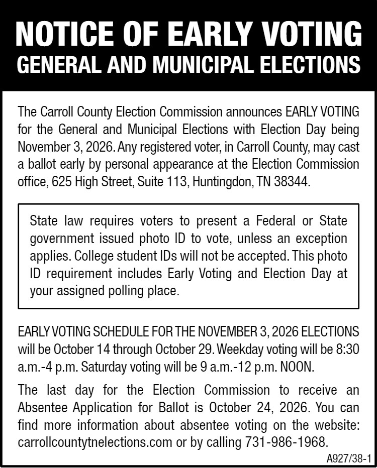 Notice of Early Voting - Carroll County Election