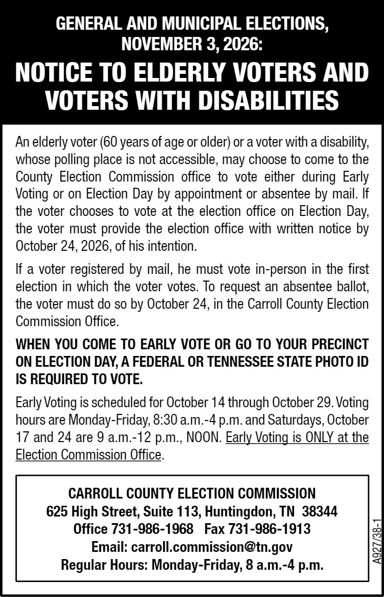 Notice to Elderly - Carroll County Election