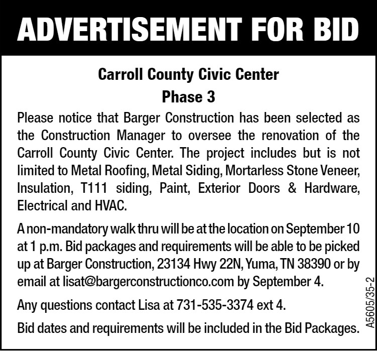 Advertisement for Bid - Civic Center